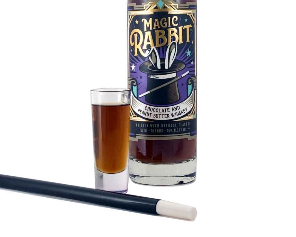 Magic Rabbit Chocolate Peanut Butter whiskey, shooter and magic wand