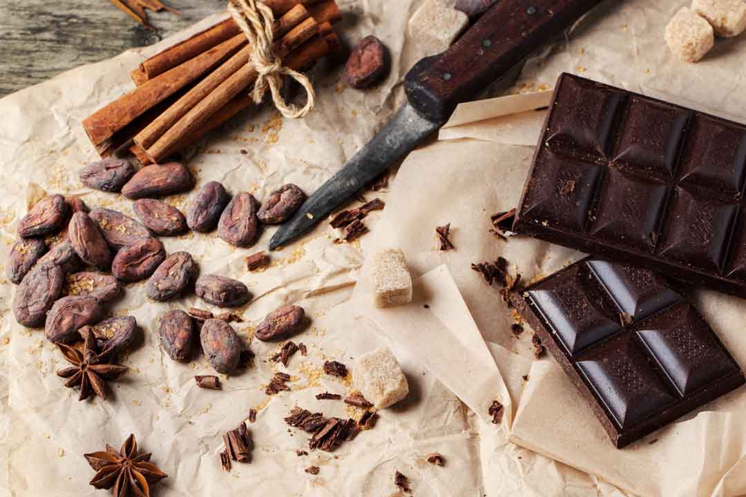 chocolate cacao beans brown sugar cube